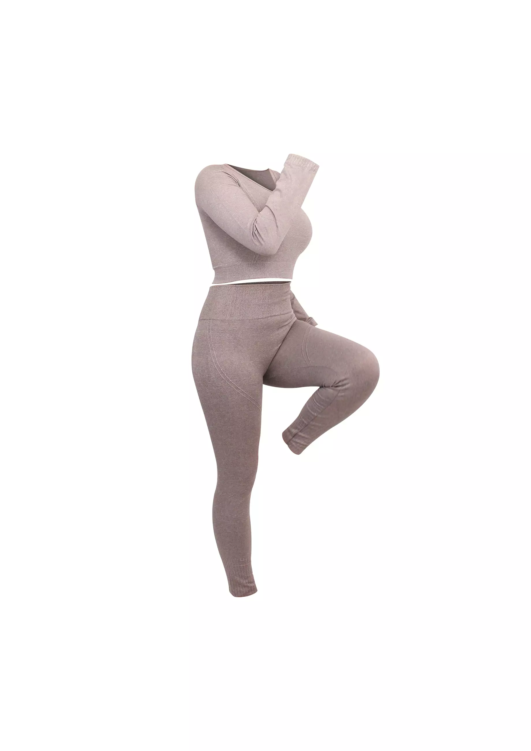 YouHave ( You’ve ) Setelan Set Pakaian Olahraga Crop Top Lengan Panjang Sport Bra Senam Aerobik Zumba Yoga Gym Fitness Sportwear Set Wanita Perempuan Y00004