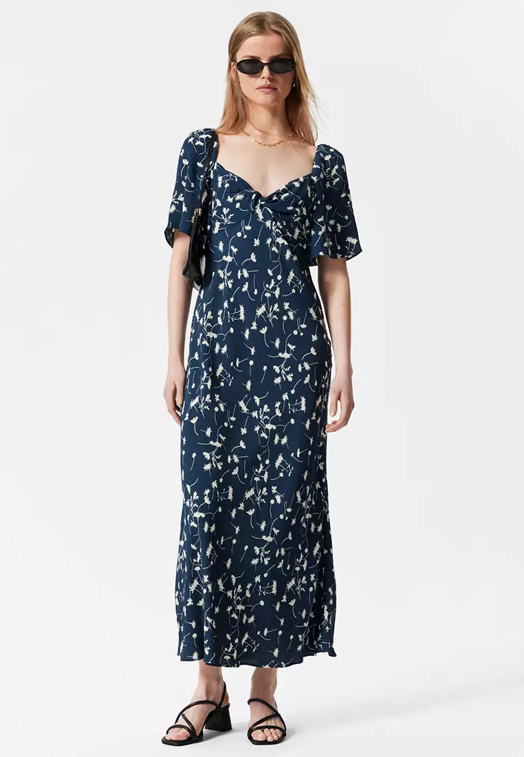 Flutter-Sleeve Midi Dress