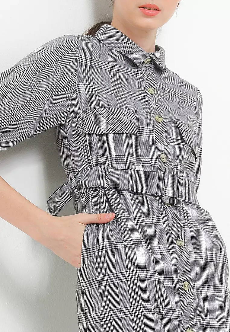 Button Down Belted Dress