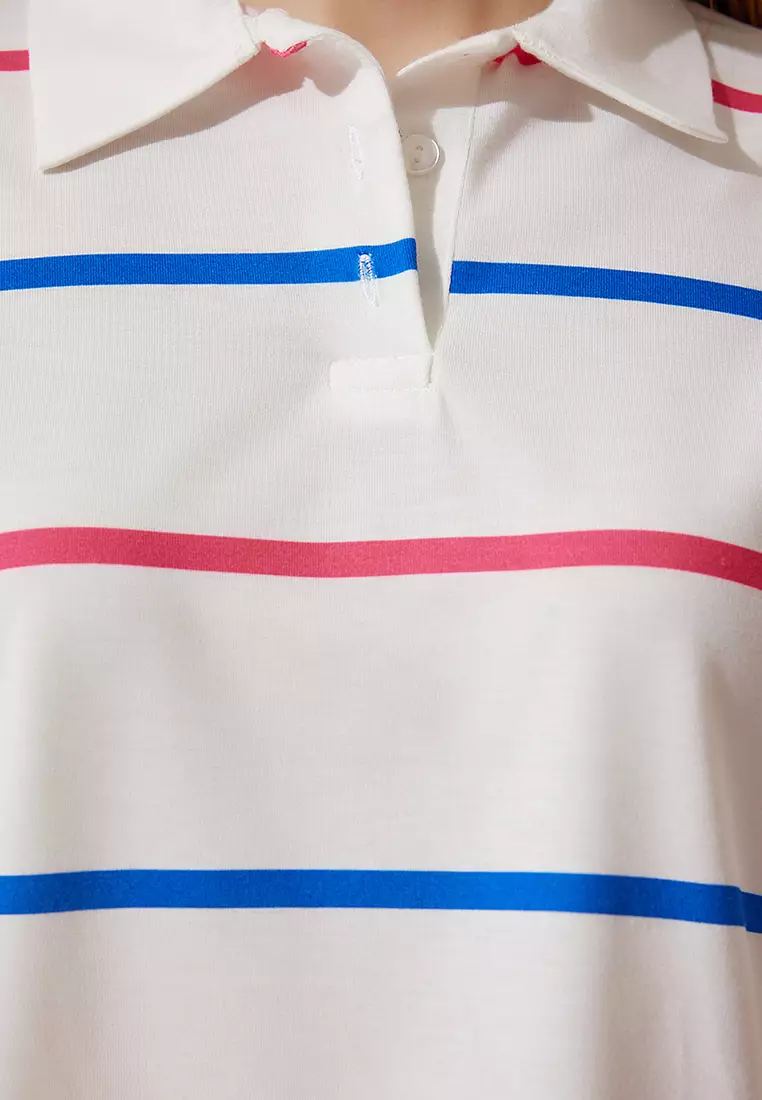 Stripe Crop Polo Shirt