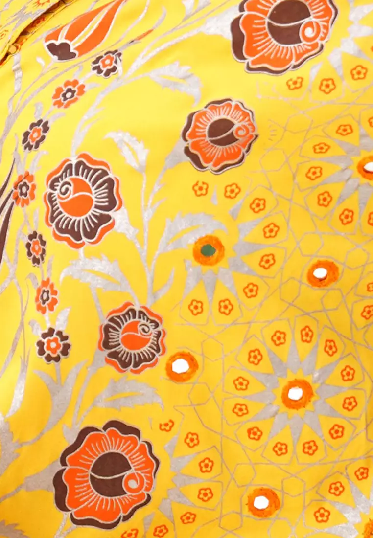 Le Reve 黄色粘胶长款束腰外衣