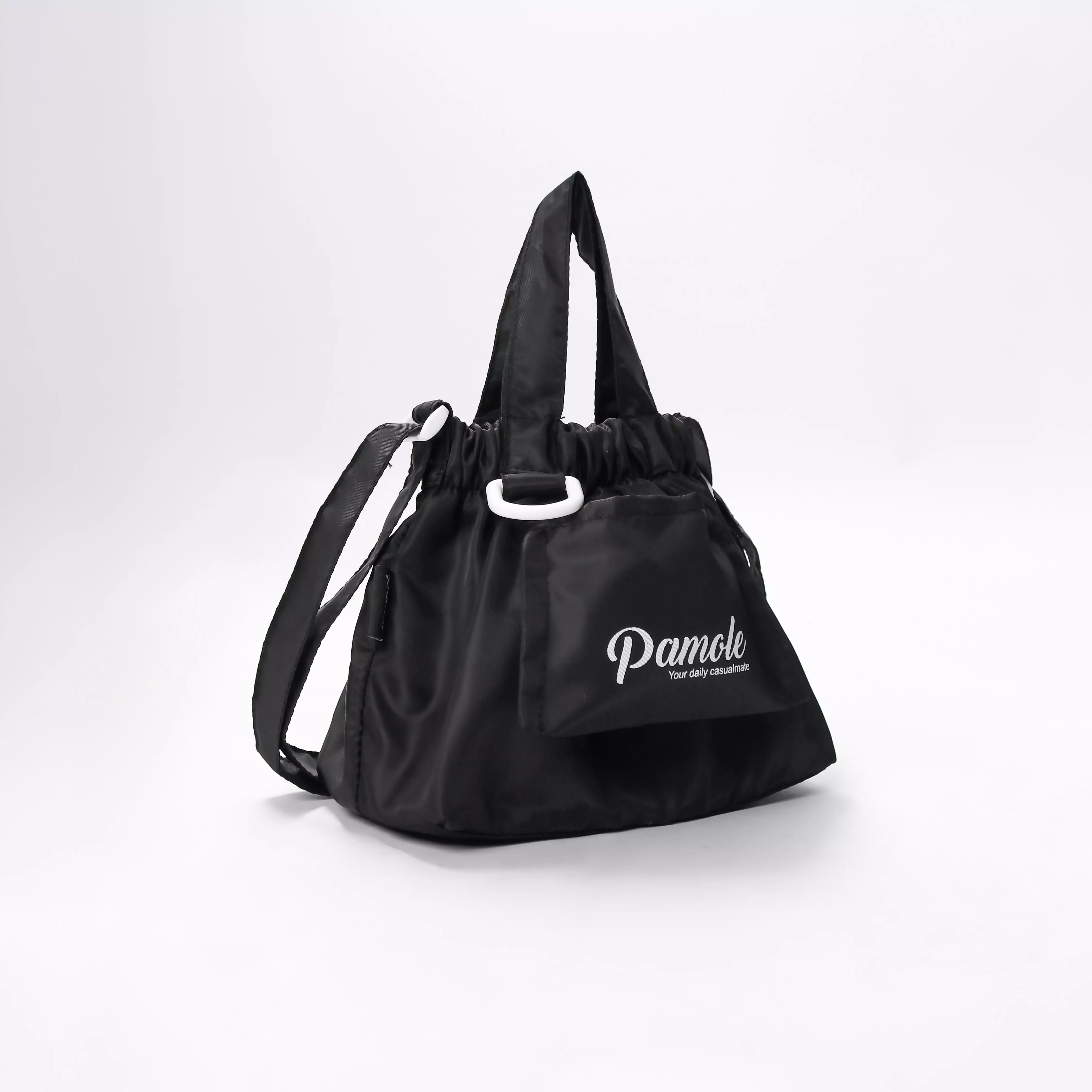 Pamole - Dumpling Bag Tas Tangan Pakai Tali Panjang - Hana Series - Hitam