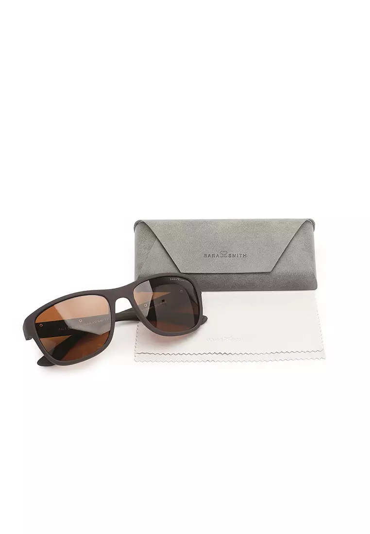Unisex Casual Polarized Rectangular Sunglasses (Kacamata Hitam) - Cokelat