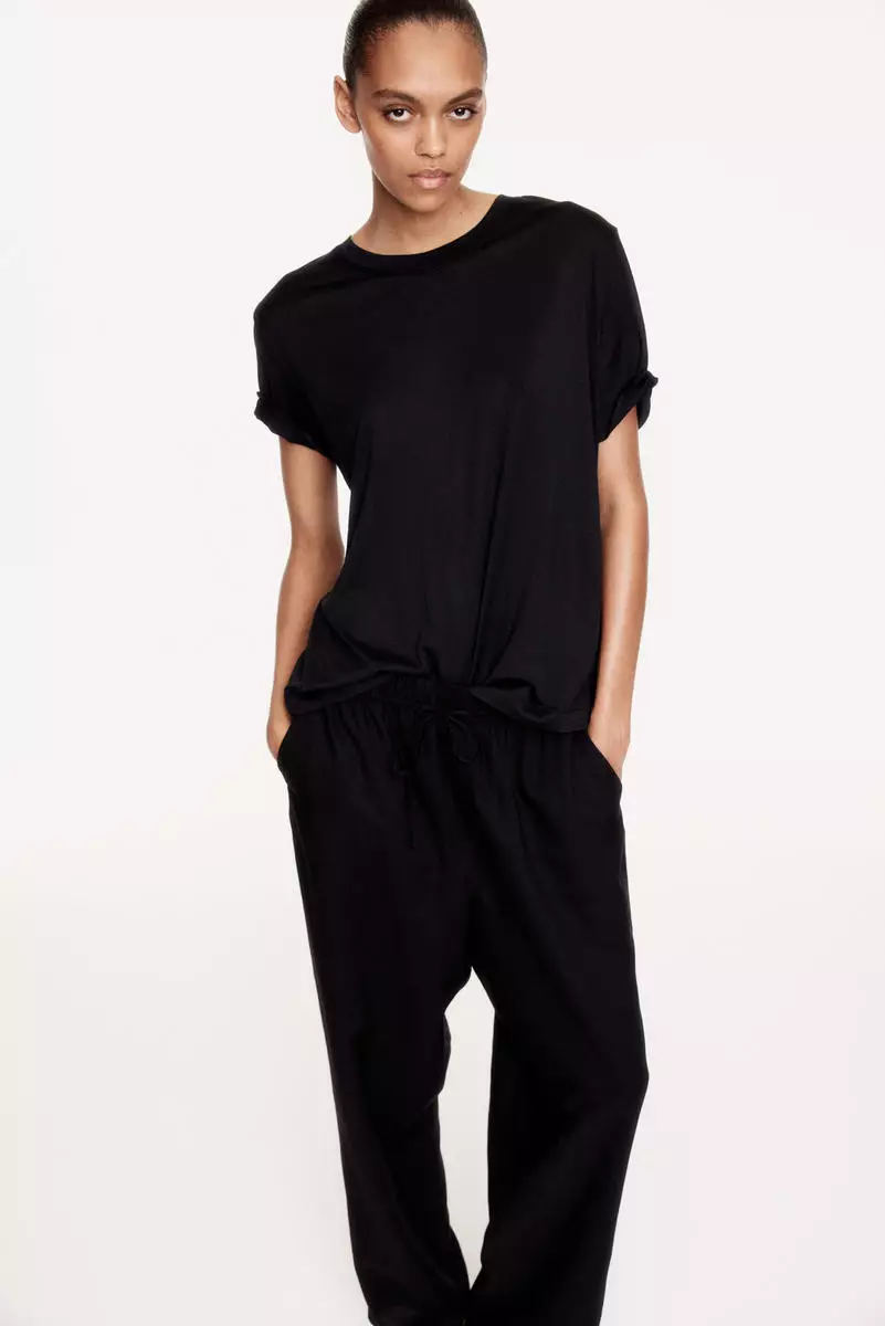 Linen-blend drawstring trousers