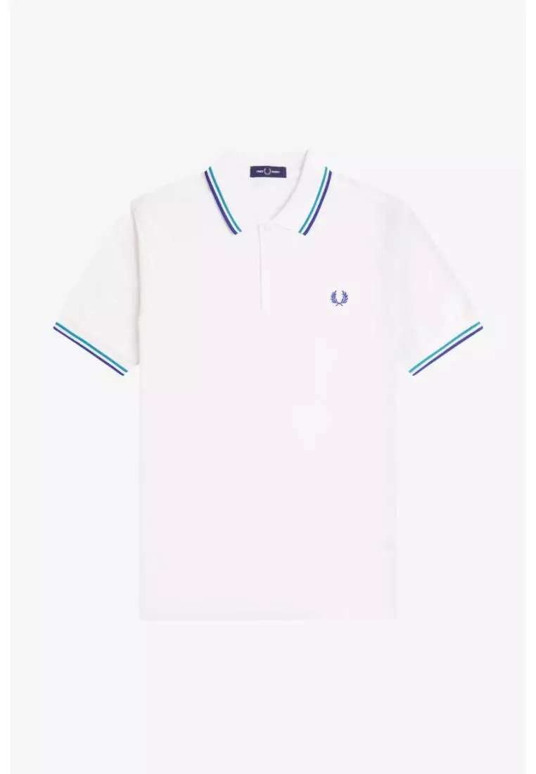 Fred Perry M3600 Twin Tipped Fred Perry Shirt (Snow White / Deep Mint / Soho Eclipse)