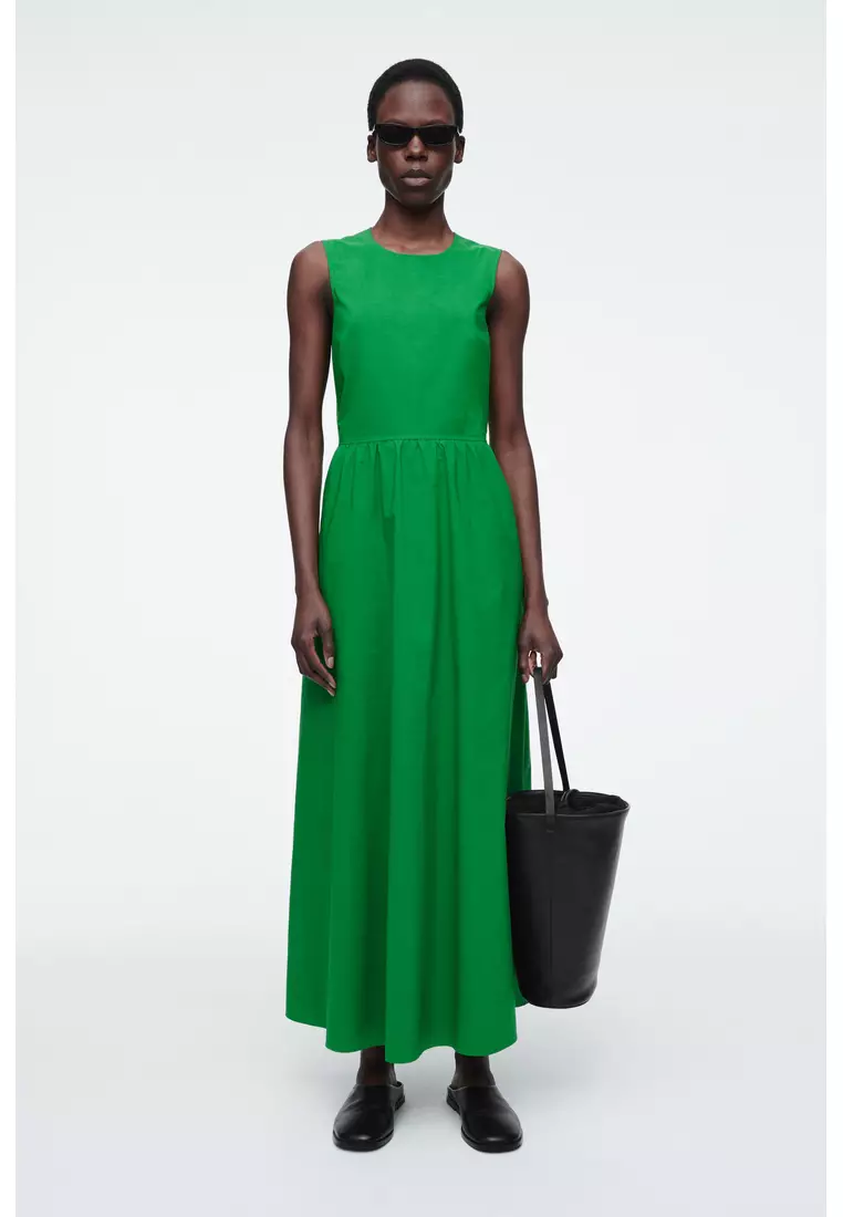 OPEN-BACK COTTON MAXI DRESS
