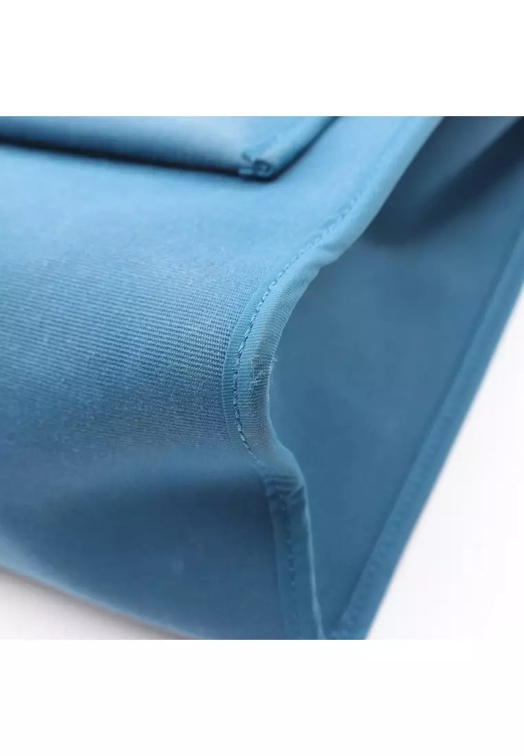 Pre-Loved Hermès herBag Zip PM Handbag Toile Officier vache hunter blue black silver hardware 2WAY A stamp