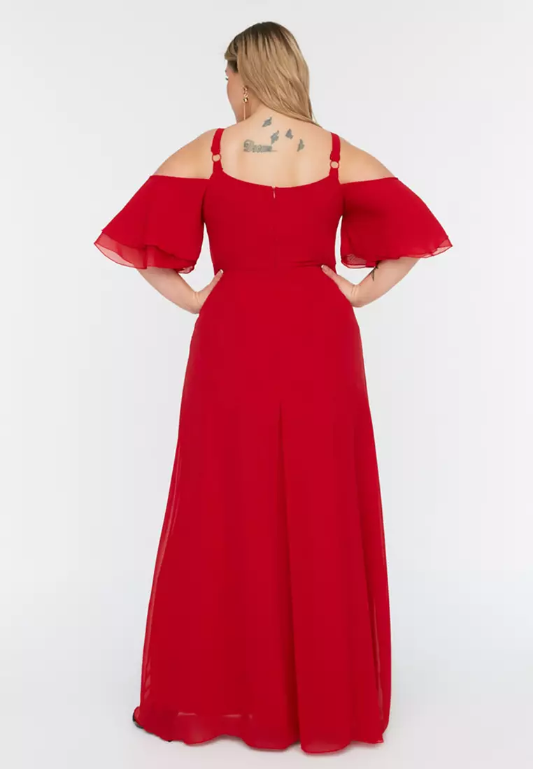 Plus Size Cold Shoulder Maxi Dress