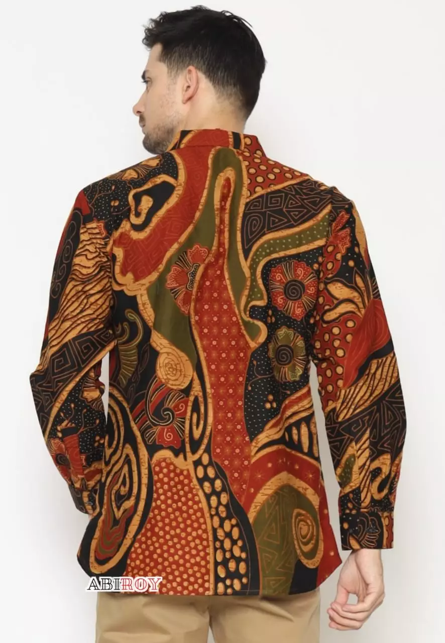 Kemeja Batik Lasm Pria Premium Slimfit Elegant Modern Lengan Panjang Airlangga