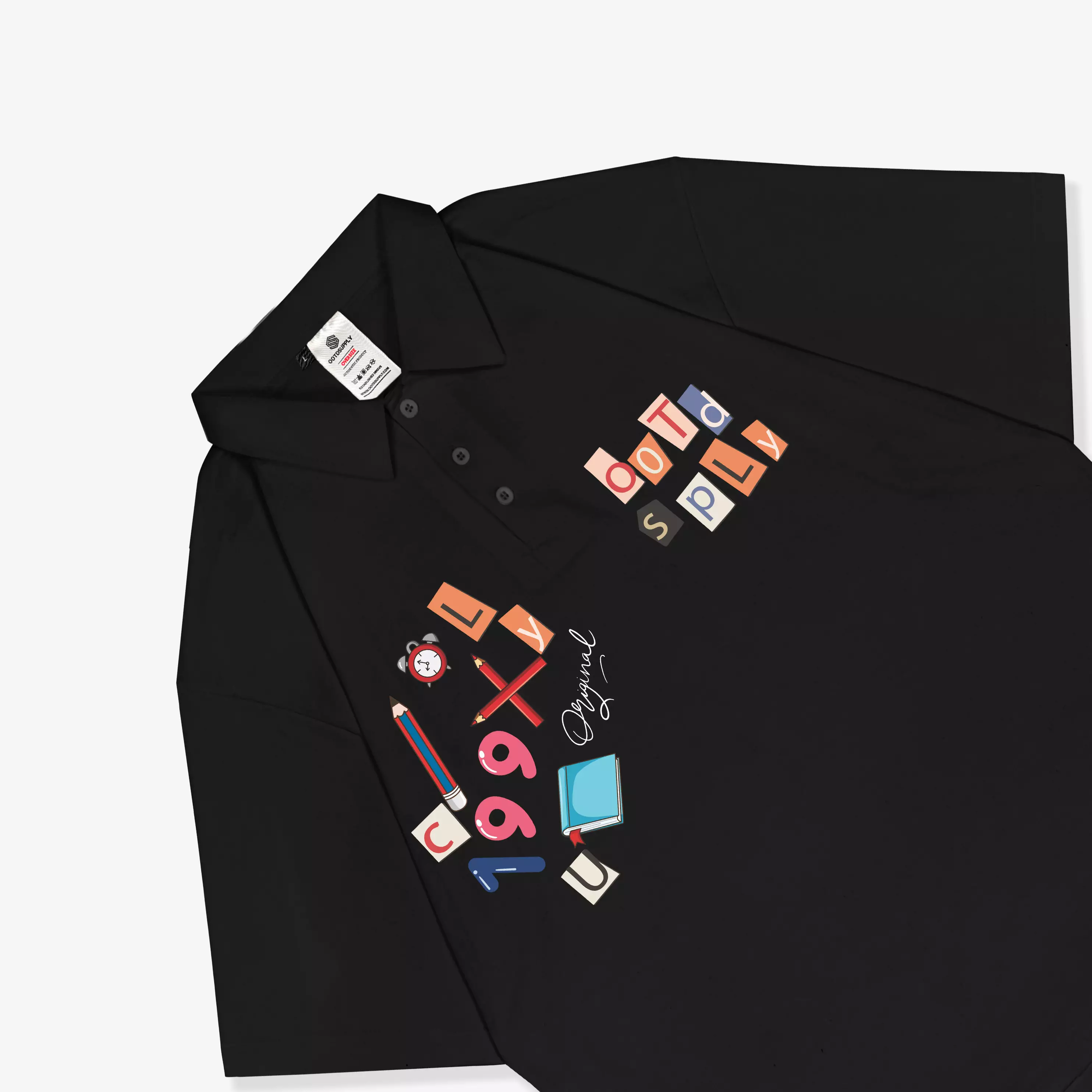 OOTDSUPPLY Oversize Polo Shirt Pencil Dusty Pink & Black l Kaos Oversize Pria dan Wanita OVZ-PS005