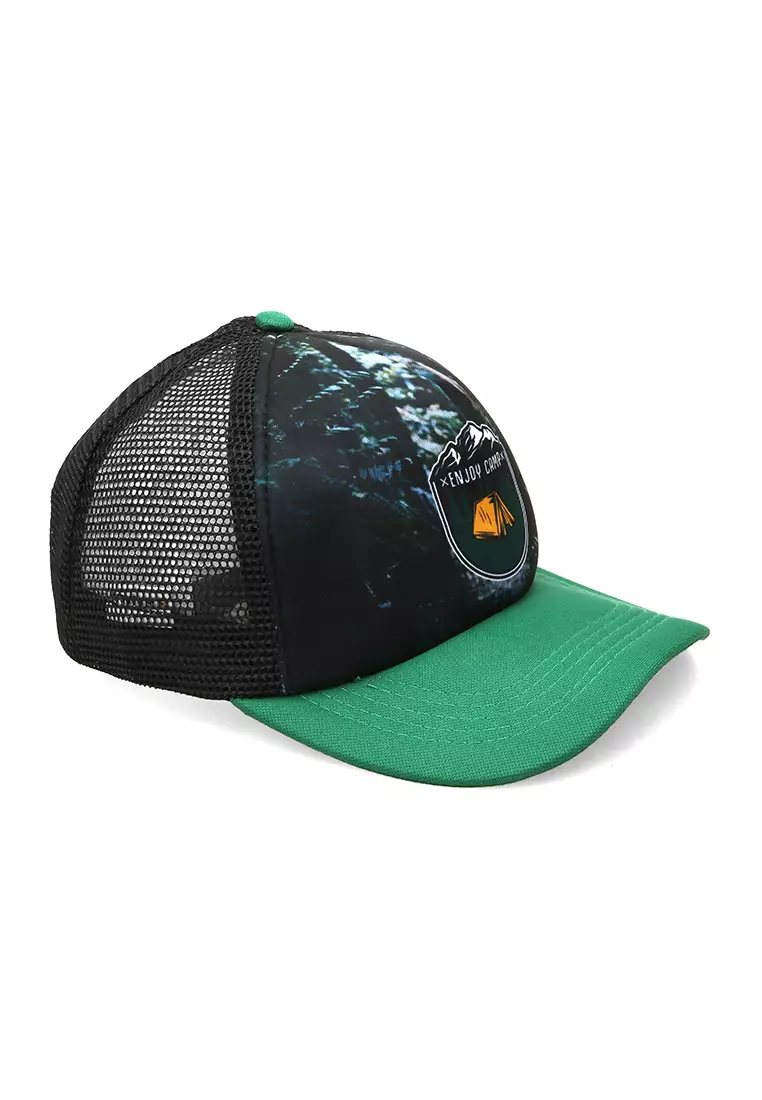 Jahari Topi Baseball Pria Wanita Adjustable Strap Trucker Caps Desain Jaring Pecinta Alam Material Polyester ORIGINAL - Green