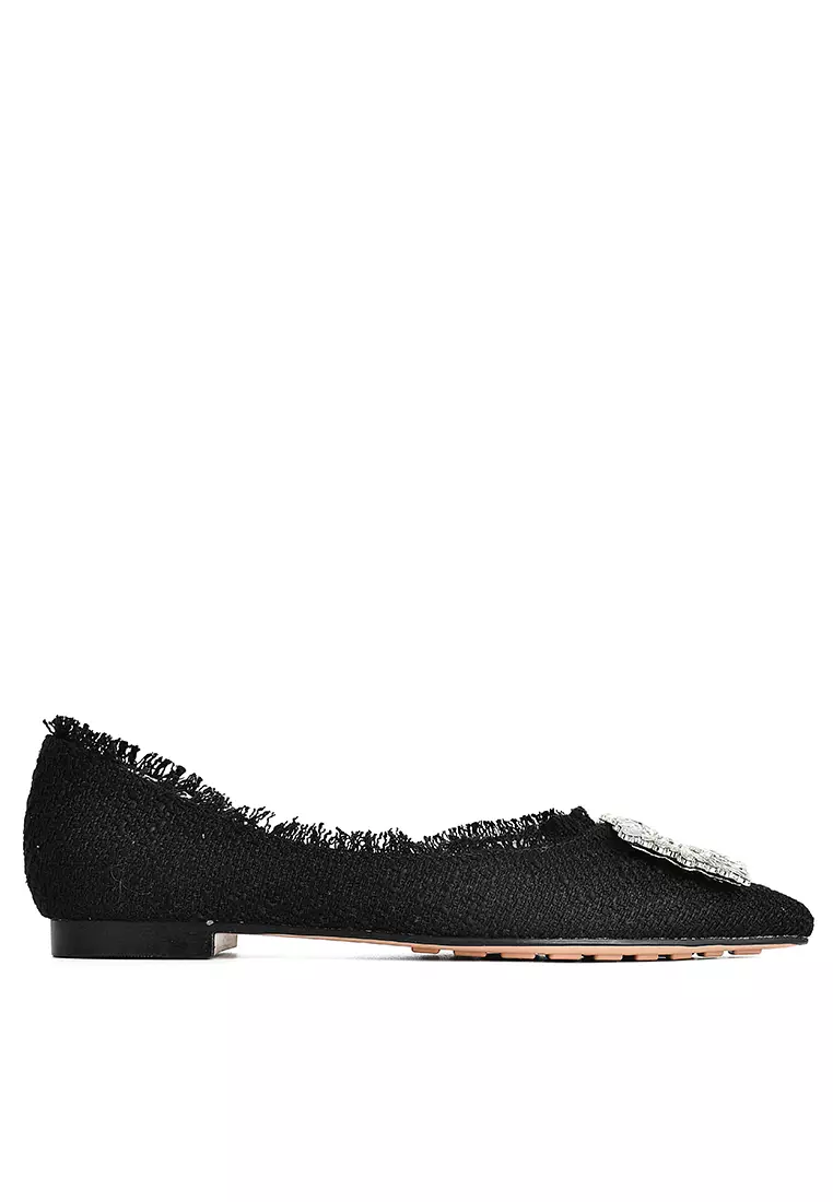Discount on Twenty Eight Shoes  shoes - SKU: Rhinestone Buckle Tweed Flat Shoes Xj1126-16