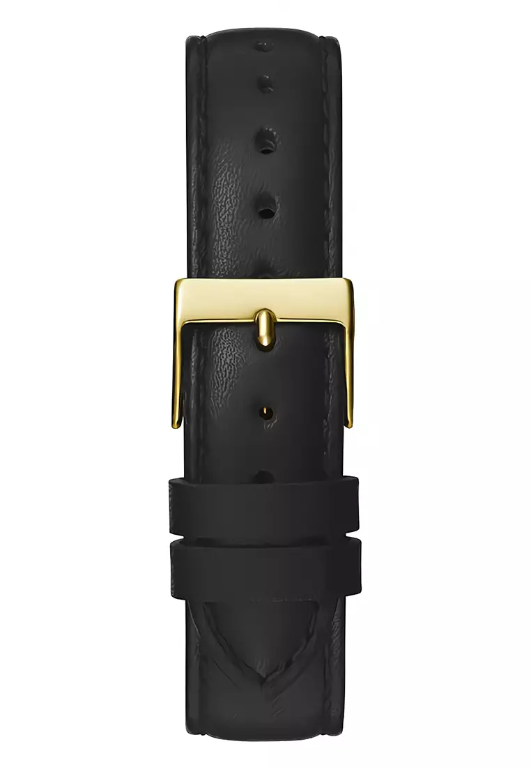 Guess Ladies Watch Rumour Jam Tangan Analog Wanita - Gold Case Black Leather Strap - GW0689L2