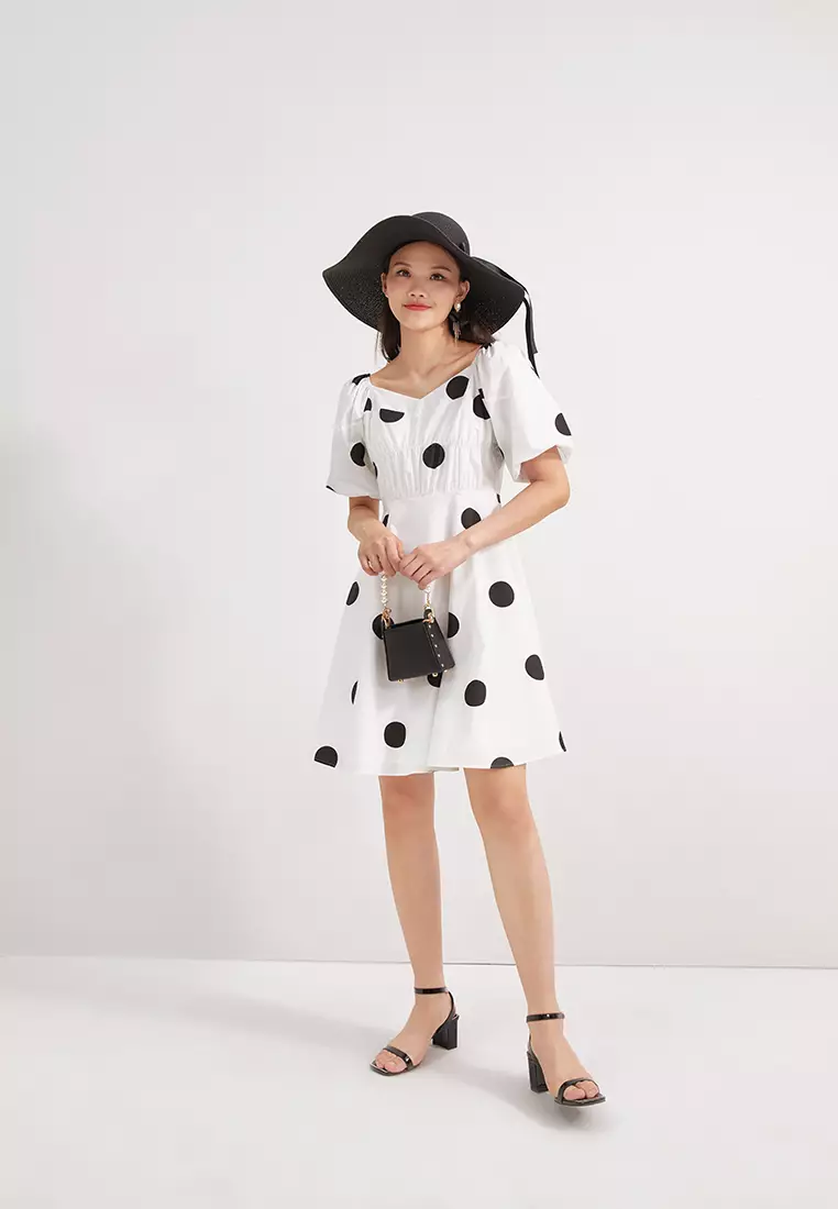 Square Neck Polka Dot Mini Dress