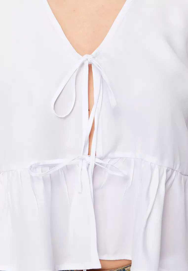 Crop Shirt with Front Tie Detail