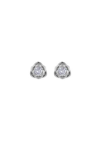 ZITIQUE silver Women's Diamond Embedded Rose Earrings - Silver C8D92AC7DDC66DGS_1