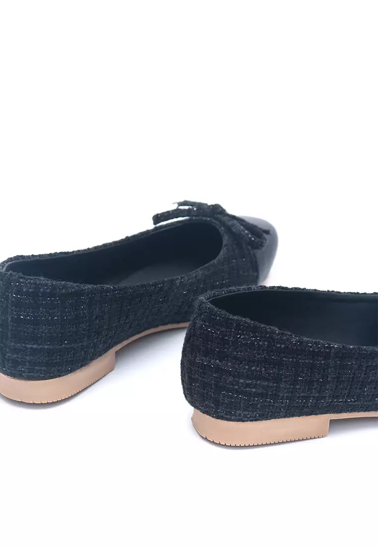 Audrey Ballerina Flat Shoes in Black
