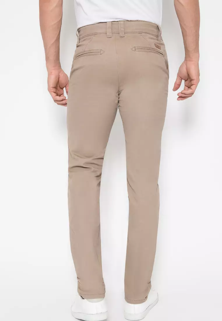 Jual LGS GS Celana Panjang Casual Polos Coklat Muda Pria