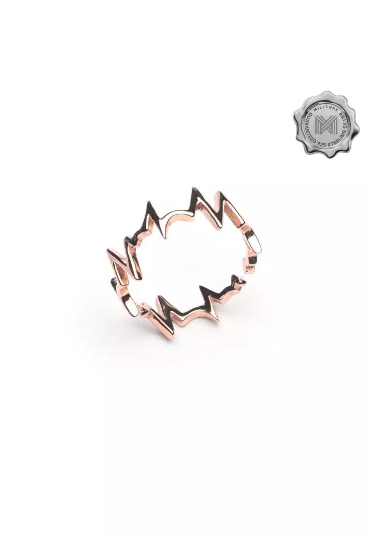 Millennia 2000 Heart Beat Rose Gold Ring with 925 Sterling Silver