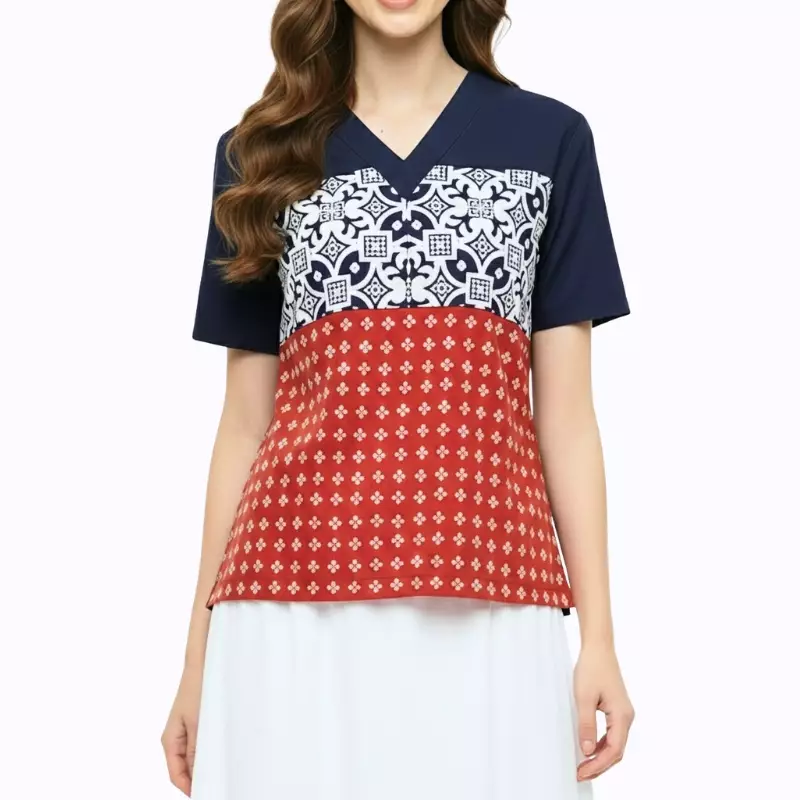 Blouse Batik Wanita - Bhatara Batik Nanita - Atasan Batik Modern Lengan Pendek