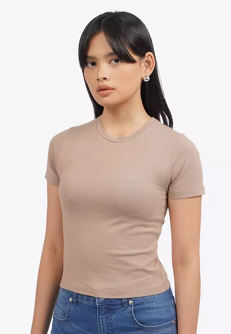 Short Sleeve Fitted Crop T-Shirt