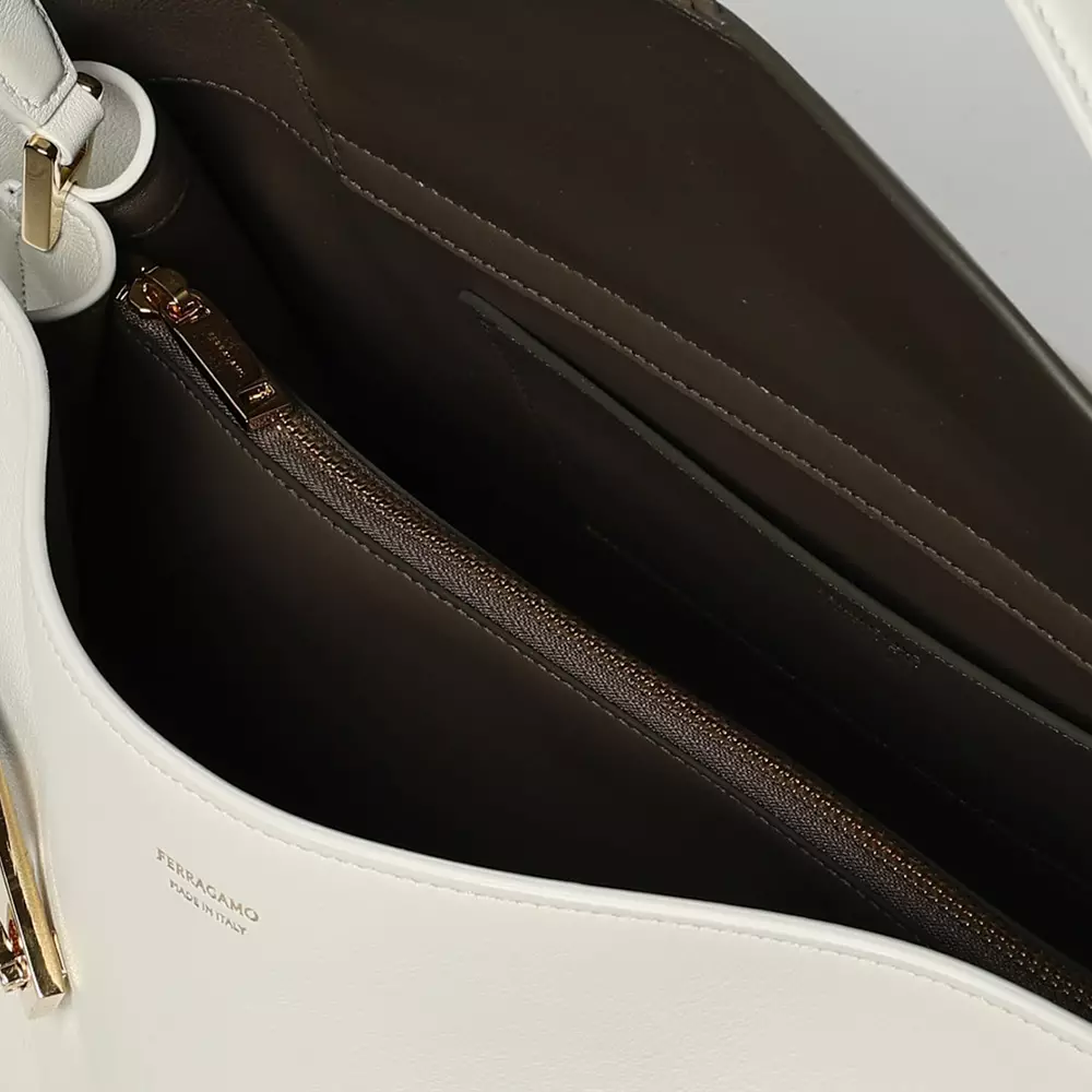 Medium Hug Shoulder Bag Calfskin Optic White