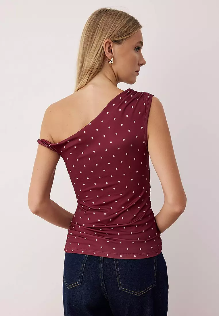 Multicolored Punatiye Printed Fitted/Fits-Your-Body Flexible Knitted Blouse