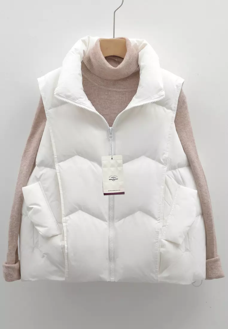 Puffy Vest Outfit White Winter Vest Womens Twenty Eight Shoes