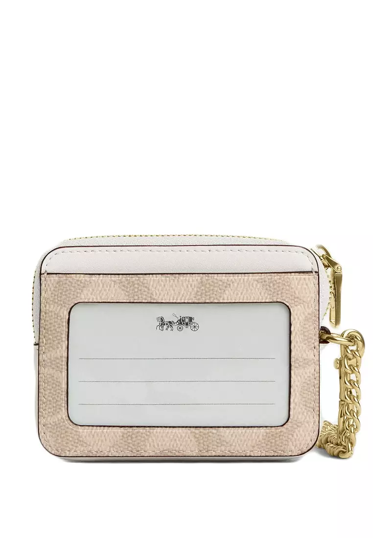 Zip Card Case In Signature Canvas - Sand White