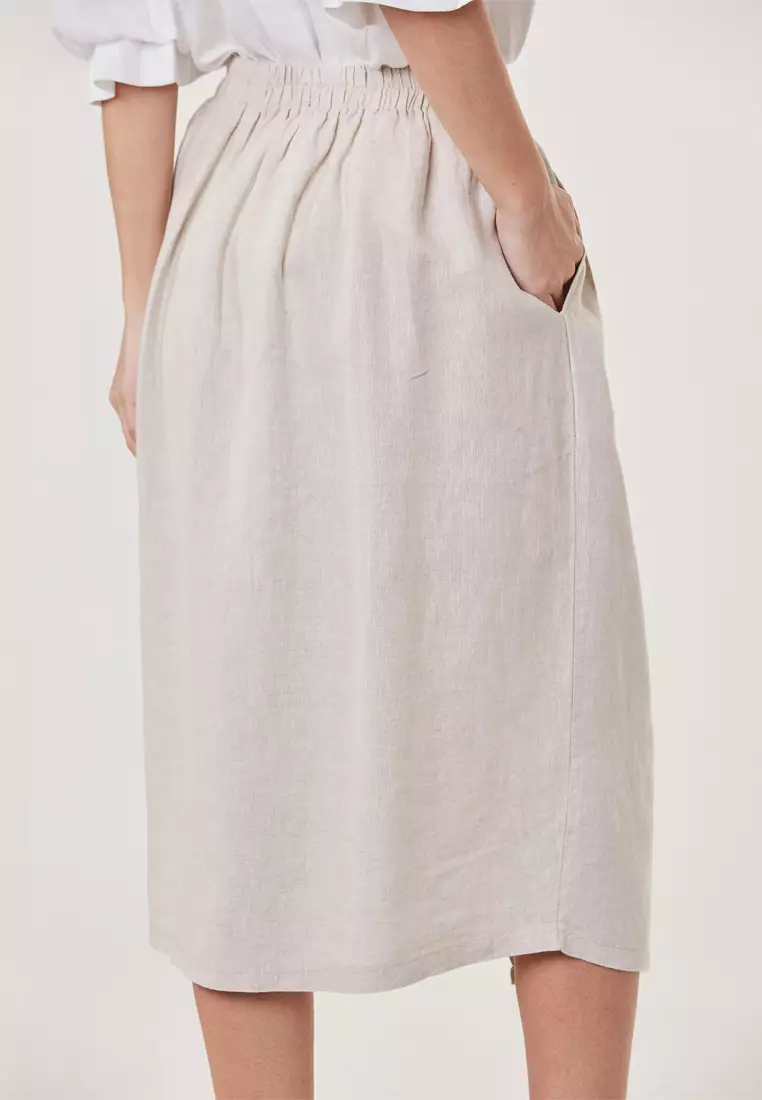 Zoya-3/4 Length Linen Skirt