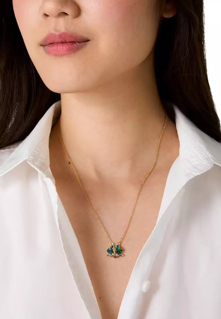 Perfect Plume Pendant Necklace in Blue Multi KI349