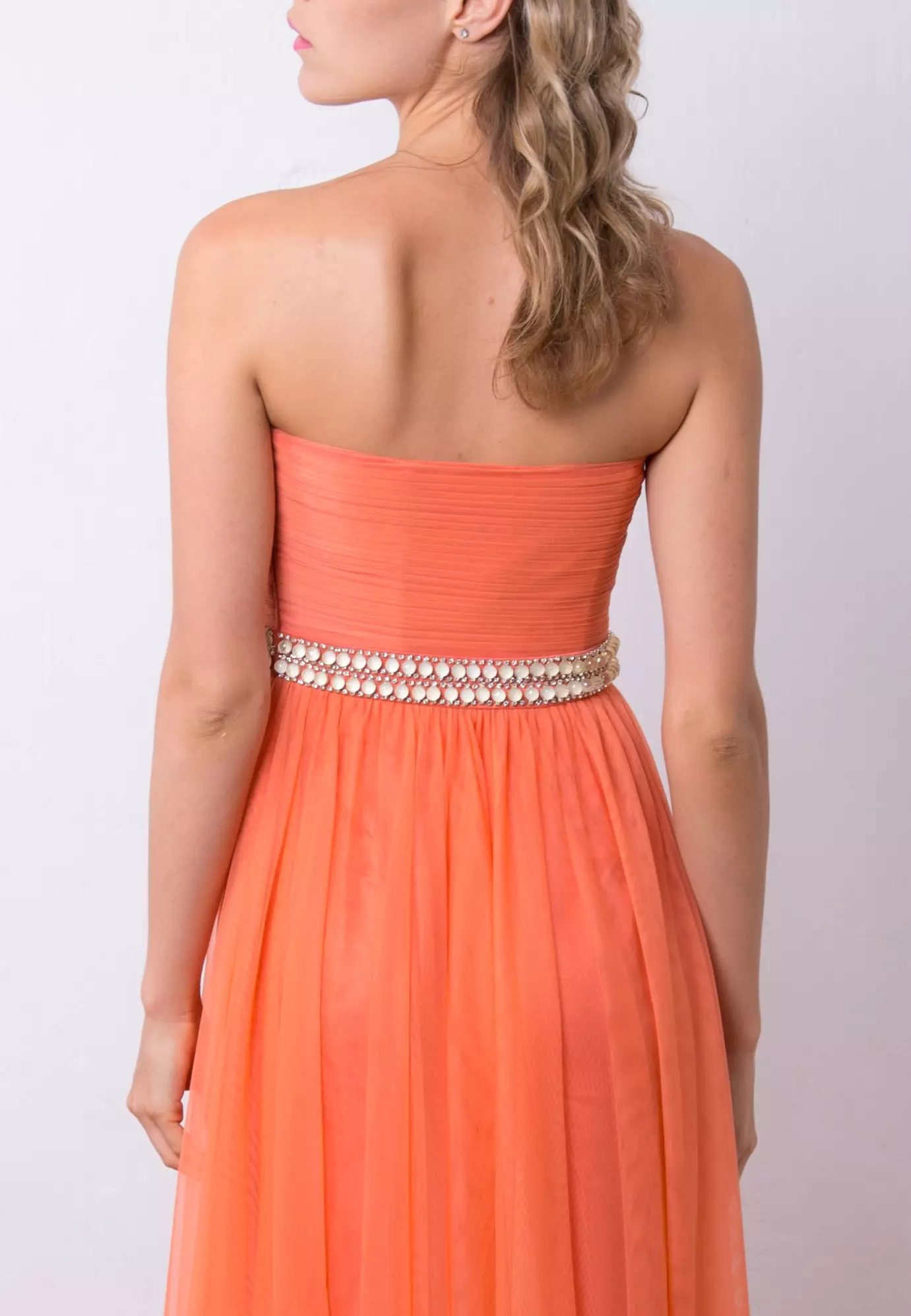 華麗多浪裙擺網紗連衣長裙