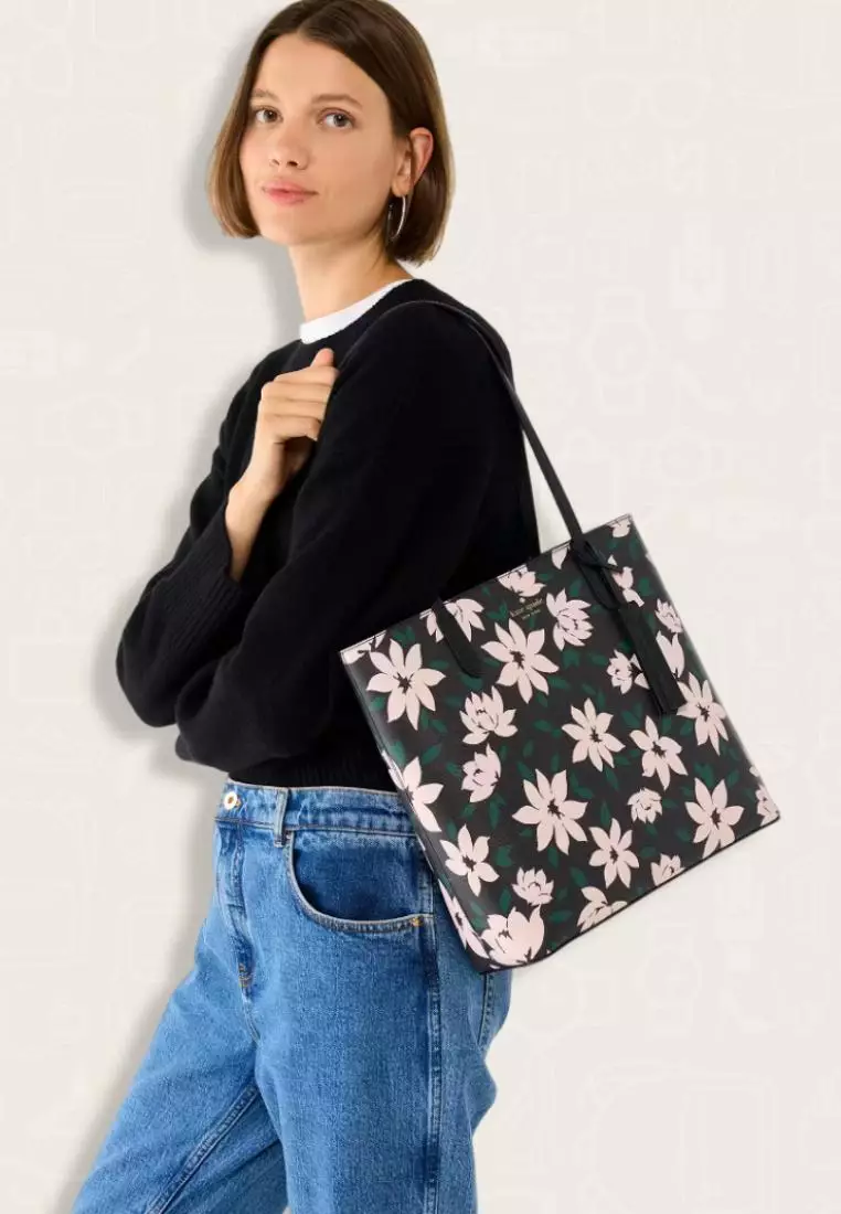 Kate Spade Jana Winter Blooms Medium Tote Black Multi