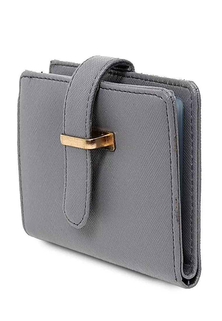 Jareth Dompet Wanita Motif Polos Simple Pengait Slot - Grey