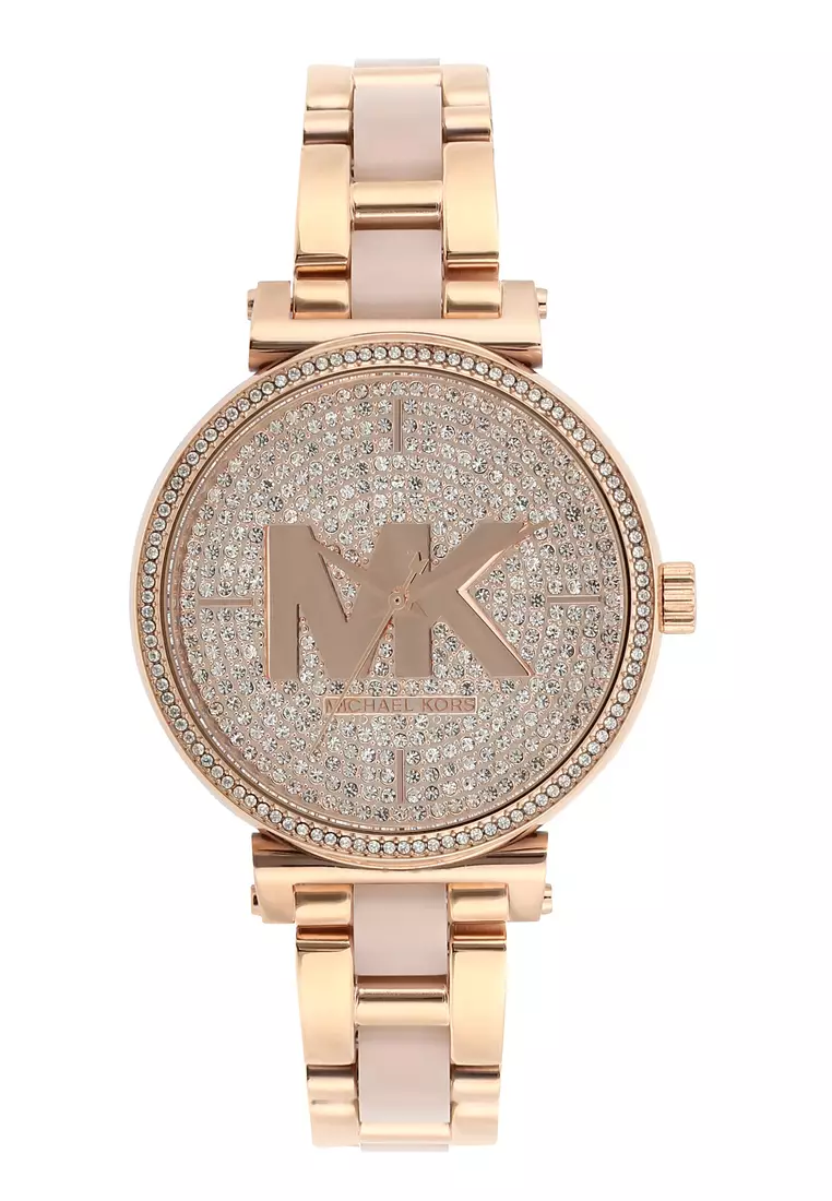 Rose gold diamond michael kors sale watch