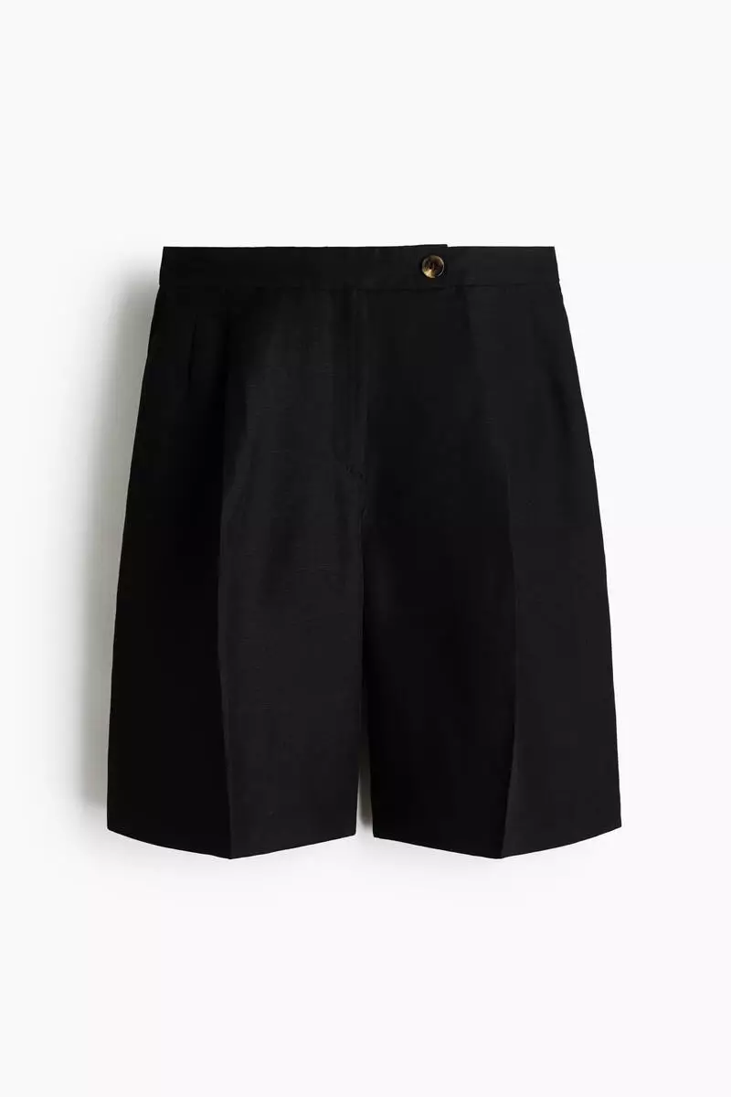 Linen-blend Bermuda shorts
