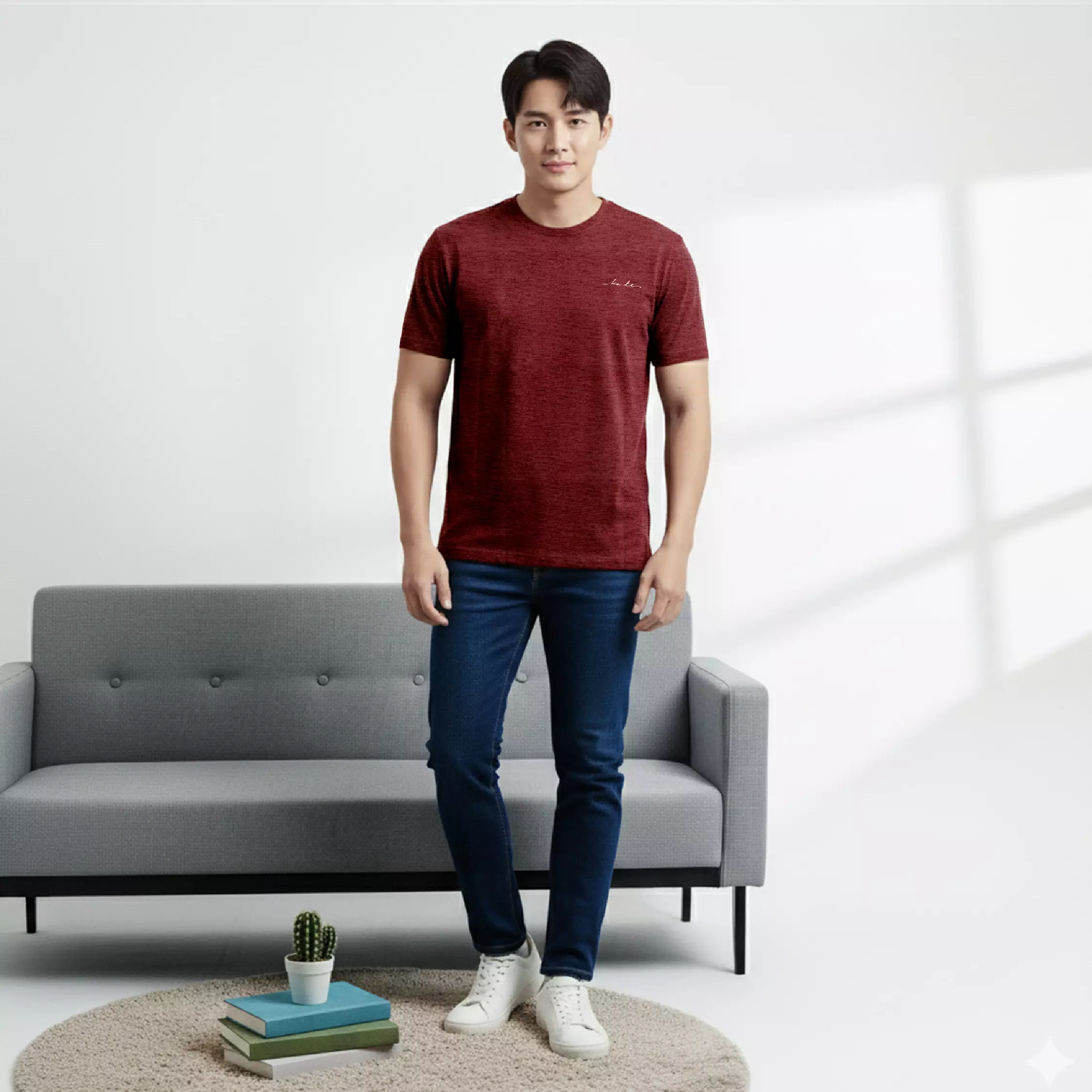 Kale Arthur Maroon / T-Shirt Polos Pria Lengan Pendek / Unisex Casual