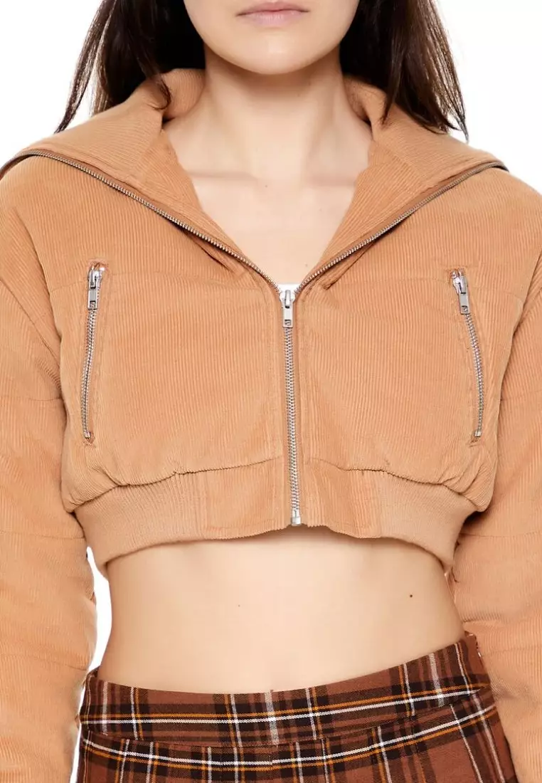 Cropped corduroy puffer jacket online