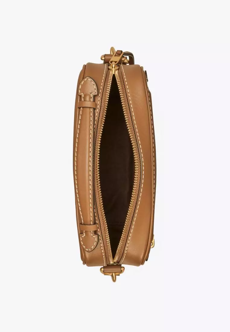 Tory Burch T Monogram Leather Camera Bag Moose