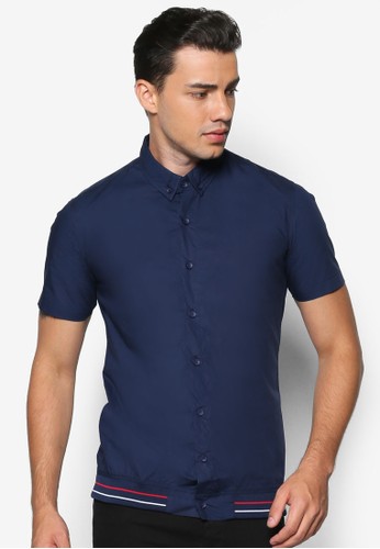 Stripe Rib Hemesprit outlet 台灣 Short Sleeve Shirt, 服飾, 襯衫 