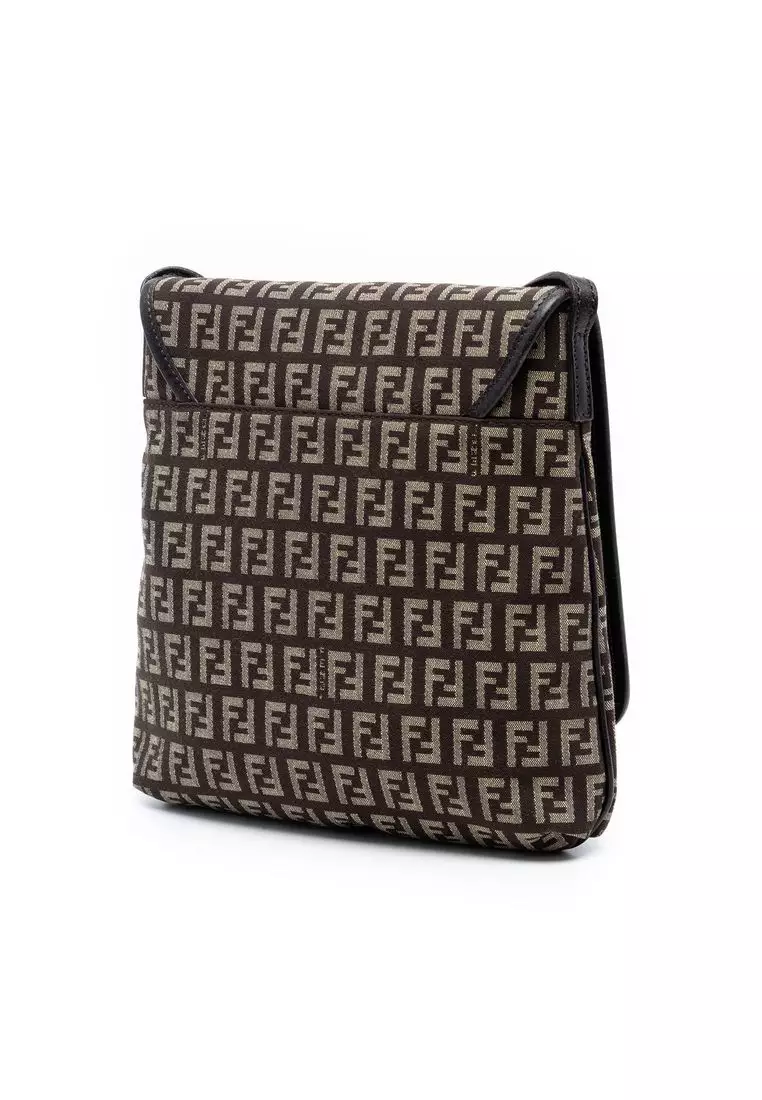 Pre-Loved Fendi Zucchino Canvas Flap Crossbody
