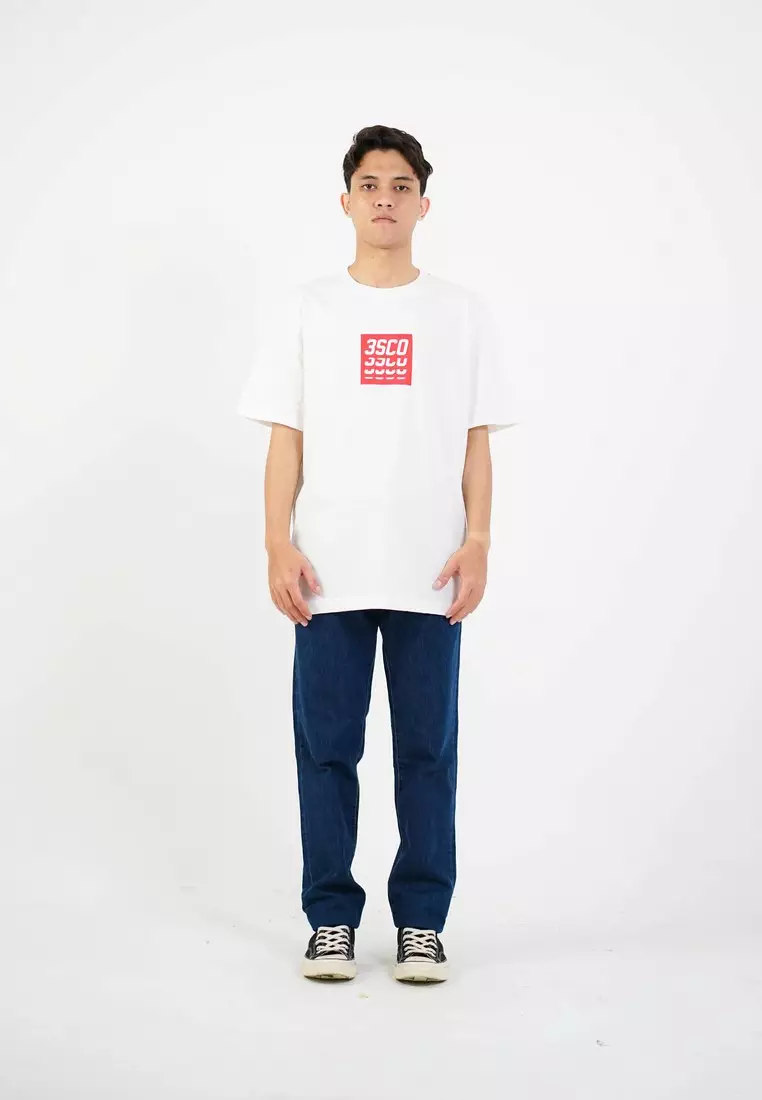 3Second Men's T-Shirt Short Sleeve Regular Fit Cotton Logo Script Phiar OL-C040425