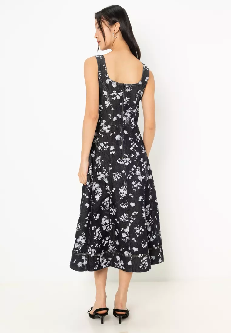 All Over-Print Orchid Denim Dress