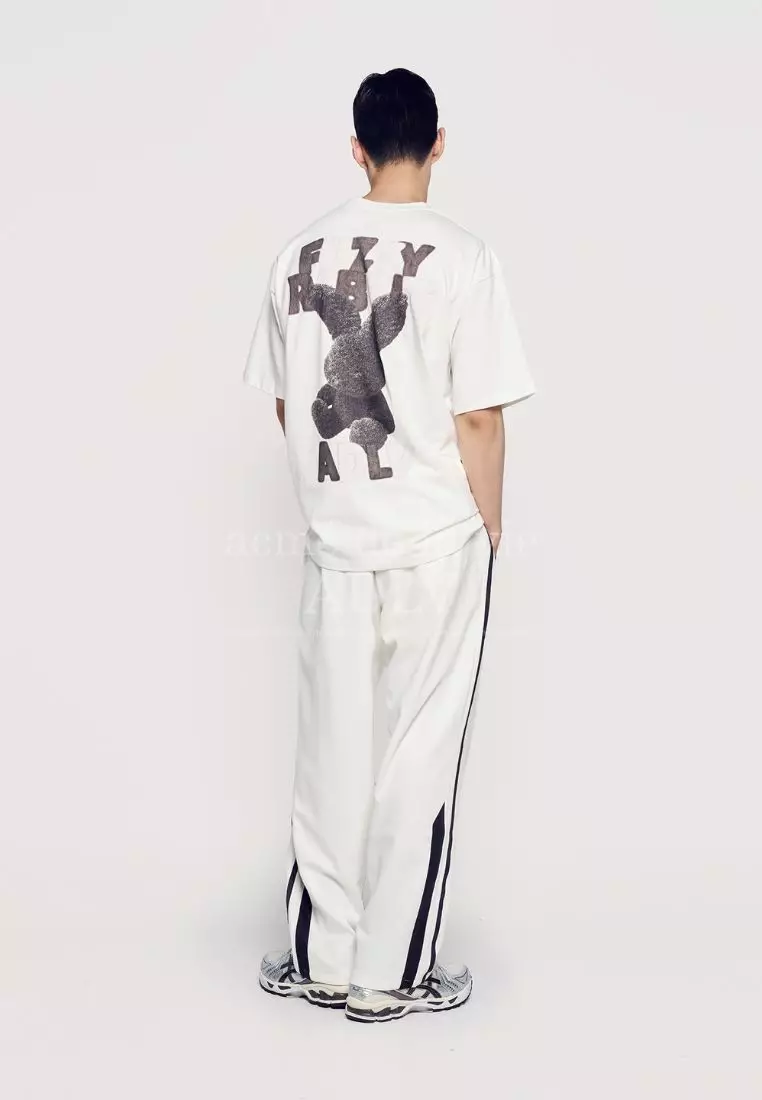 Fuzzy Font Rabbit Short Sleeve T-Shirt Cream