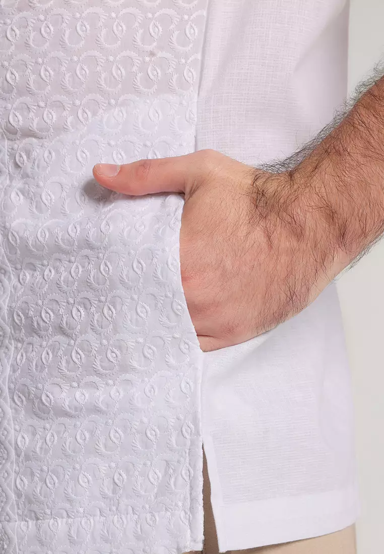 MOC Kemeja Shanghai Lengan Pendek Pria Faisal - White