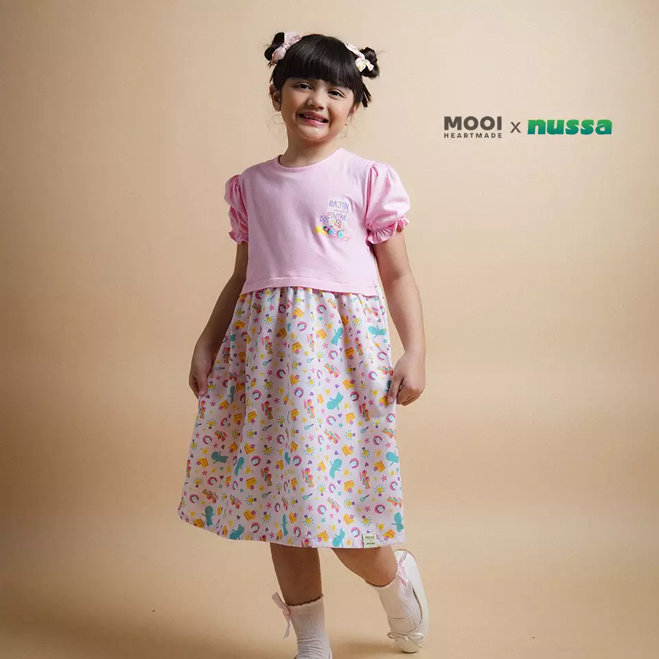 Mooi x Nussa Dress Anak Perempuan Rarra Dress - Pink Rose