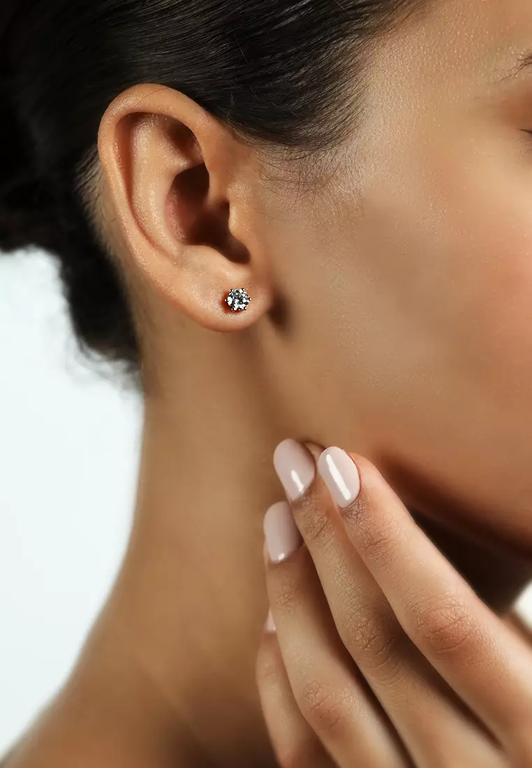 0.8ct TDW Round Lab Grown Diamond Prong Ear Studs in 18K Rose Gold D/E-VVS/VS