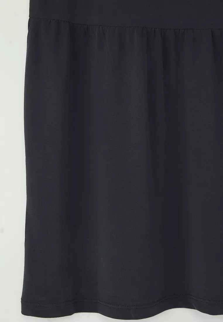 Anthracite Flowy Comfortable Modal Jersey Knit Plus Size Dress Tbbss25Ah00138
