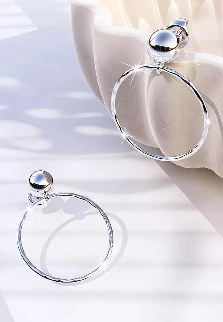 Solid 925 Sterling Silver Hammered Charmante Drop Earrings