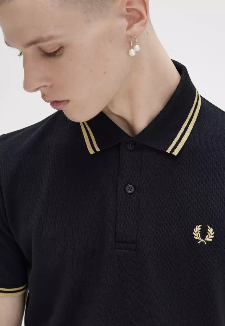 Fred Perry M12 Made in England Twin Tipped Fred Perry Shirt (Black  Champagne Champagne)